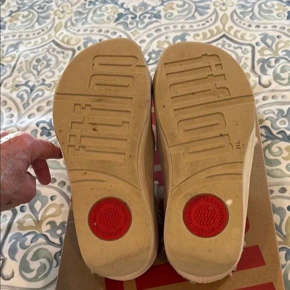 Fitflop Cream Sandals with Soft Fuzzy Comfort - Picture 5 of 6